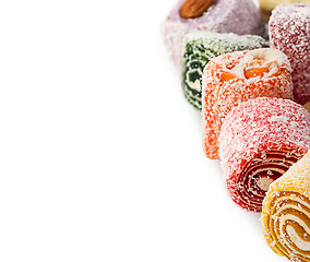 Image showing Pile of Turkish Delight in a vertical row