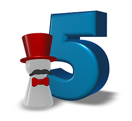 Image showing number five and pawn with hat and beard - 3d rendering