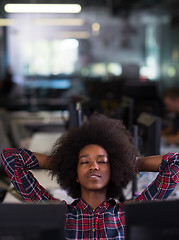 Image showing portrait of a young successful African-American woman in modern 