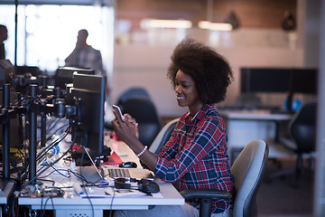 Image showing portrait of a young successful African-American woman in modern 