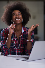 Image showing portrait of a young successful African-American woman in modern 