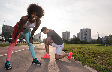 Image showing multiethnic group of people on the jogging