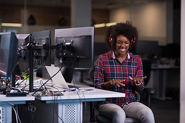 Image showing portrait of a young successful African-American woman in modern 