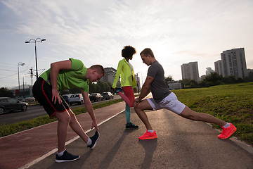 Image showing multiethnic group of people on the jogging