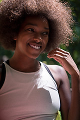 Image showing Close up portrait of a beautiful young african american woman sm