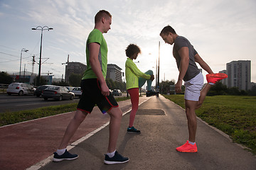 Image showing multiethnic group of people on the jogging