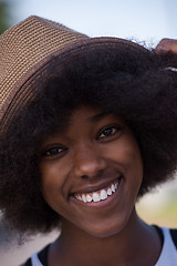 Image showing Close up portrait of a beautiful young african american woman sm