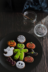 Image showing Homemade delicious ginger biscuits for Halloween