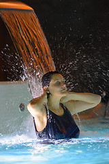 Image showing Relaxation pool in spa with waterfall