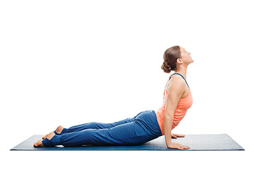 Image showing Woman doing Surya Namaskar Sun Salutation Ashtanga Vinyasa Yoga 