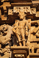 Image showing Famous sculptures of Khajuraho temples, India