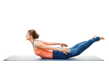 Image showing Woman doing Ashtanga Vinyasa Yoga asana Salabhasana