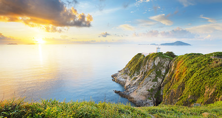 Image showing Hong Kong lighthouse during sunrise