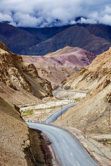 Image showing Srinagar Leh national highway NH-1 in Himalayas. Ladakh, India