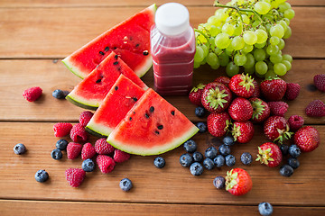 Image showing bottle with fruit and berry juice or smoothie