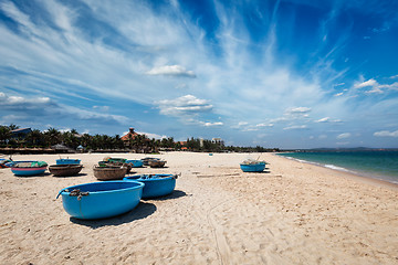 Image showing Fishing boats on beach. Mui Ne, Vietnam