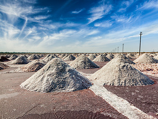 Image showing Salt mine at Sambhar Lake, Rajasthan, India