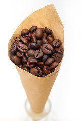 Image showing espresso coffee beans on a paper cone