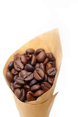 Image showing espresso coffee beans on a paper cone