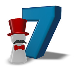 Image showing number seven and pawn with hat and beard - 3d rendering