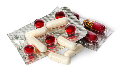 Image showing Heap of pills and capsules in package