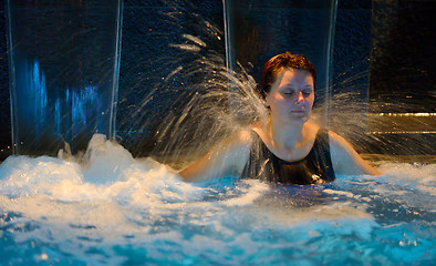 Image showing Relaxation pool in spa with waterfall