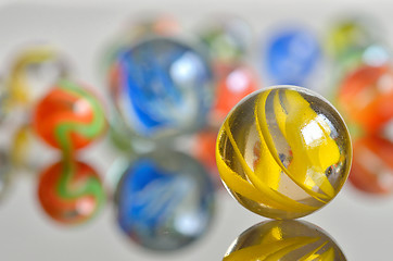Image showing close up of a bunch of marbles