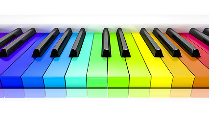 Image showing piano with rainbow colored keys background