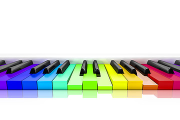 Image showing piano with rainbow colored keys background