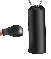 Image showing boxing glove punches punching bag