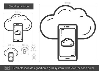 Image showing Cloud sync line icon.