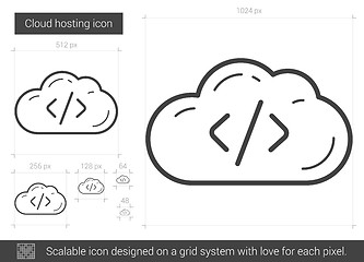 Image showing Cloud hosting line icon.