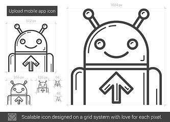 Image showing Upload mobile app line icon.