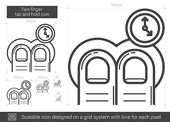 Image showing Two-finger tap and hold line icon.