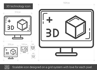 Image showing Three d technology line icon.