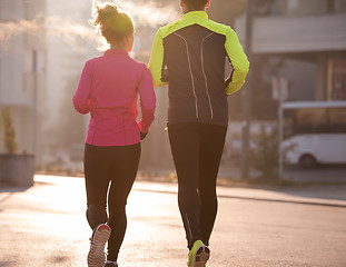 Image showing young  couple jogging