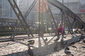 Image showing sporty woman jogging on morning