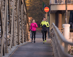 Image showing young  couple jogging