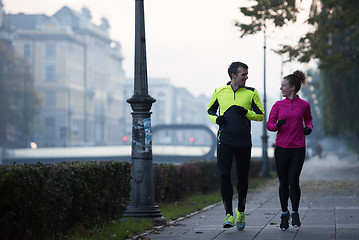 Image showing young  couple jogging