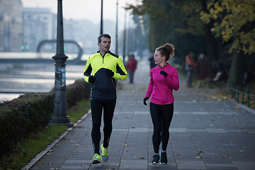 Image showing young  couple jogging