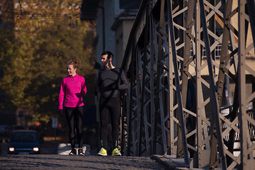 Image showing young  couple jogging