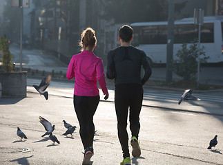 Image showing young  couple jogging