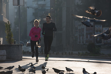 Image showing young  couple jogging