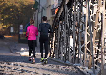 Image showing young  couple jogging