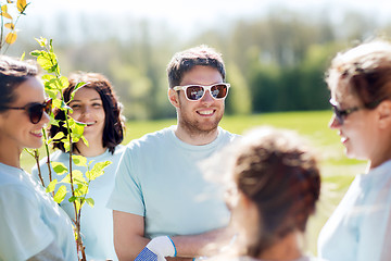 Image showing group of volunteers planting trees in park