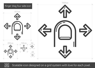 Image showing Finger drag four side line icon.