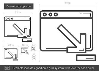 Image showing Download app line icon.