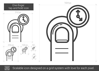 Image showing One-finger tap and hold line icon.