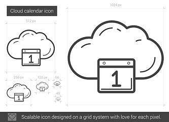 Image showing Cloud calendar line icon.