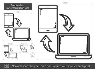 Image showing Mobile data synchronization line icon.